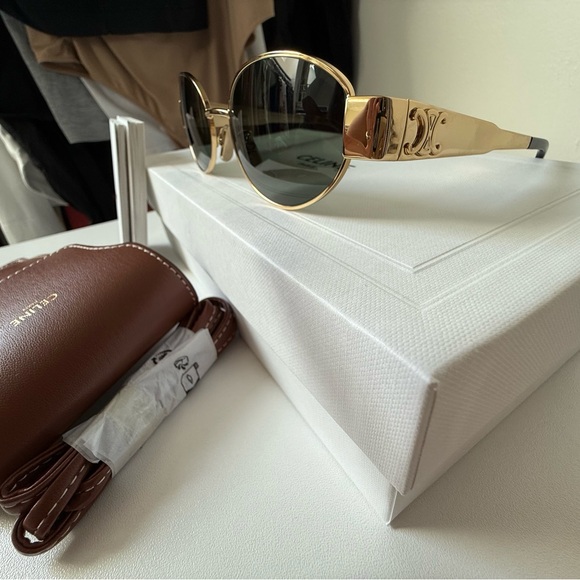 Celine - Triomphe Oval Metal Sunglasses (Brand new!) - Picture 8 of 9